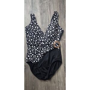 Longitude Contouring Crossover One-Pc. Swimsuit Bathingsuit Women's Size 10
